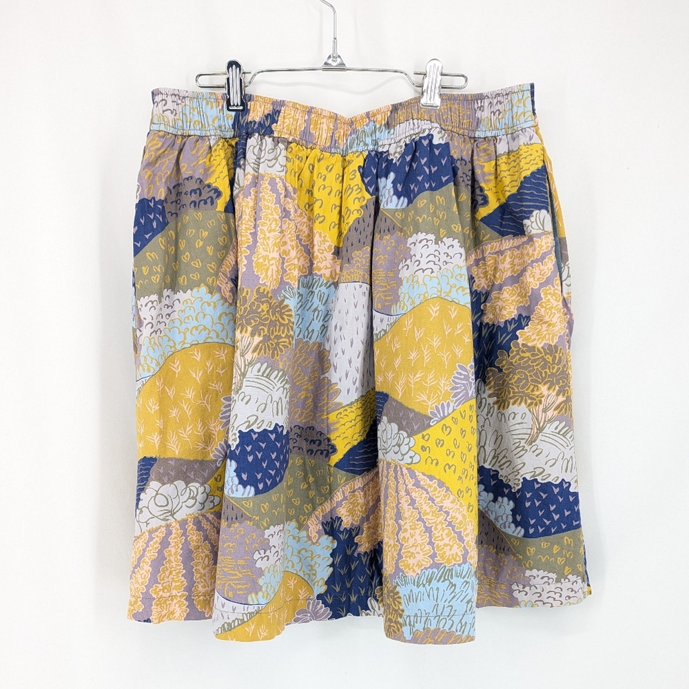 Boden Mini Skirt Women's Size 12L Multicolor Pleated Grass Pull On Elastic Waist - Picture 2 of 8